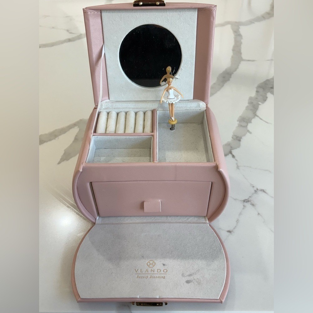 Vlando Pink Ballerina Jewelry Box with Mirror & Music – Girls Keepsake Organizer - Picture 6 of 10